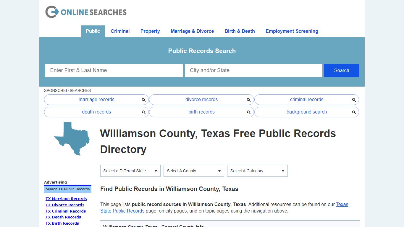 Williamson County, Texas Public Records Directory
