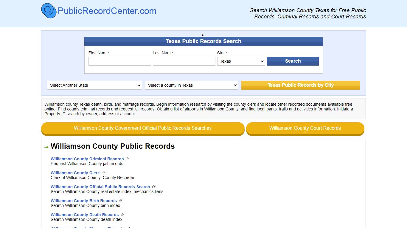 Williamson County Texas Free Public Records - Court ...